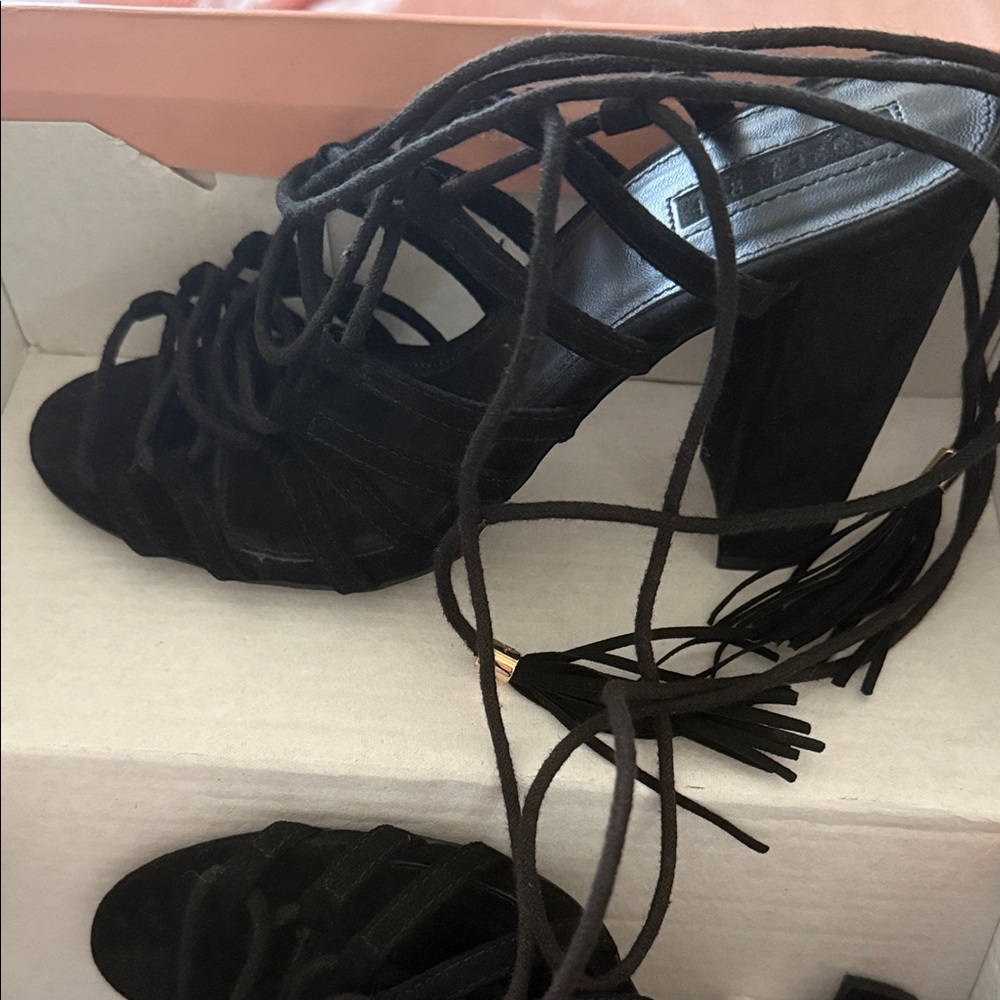 Forever 21 Black Lace-Up Heels